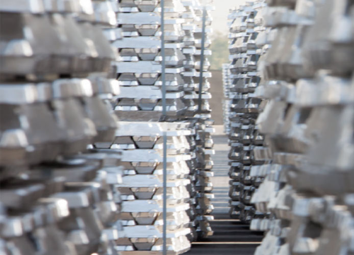 Stacks of aluminium ingots